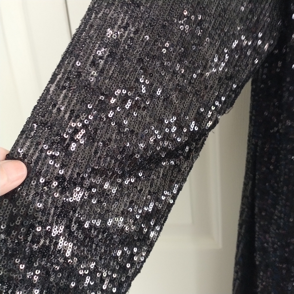 R&M Richards Black Sequins Mesh Dress Special Occasions 14 - Picture 3 of 14